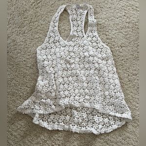 New BB Dakota Lace tank top crochet racerback high low floral daisy cutout small